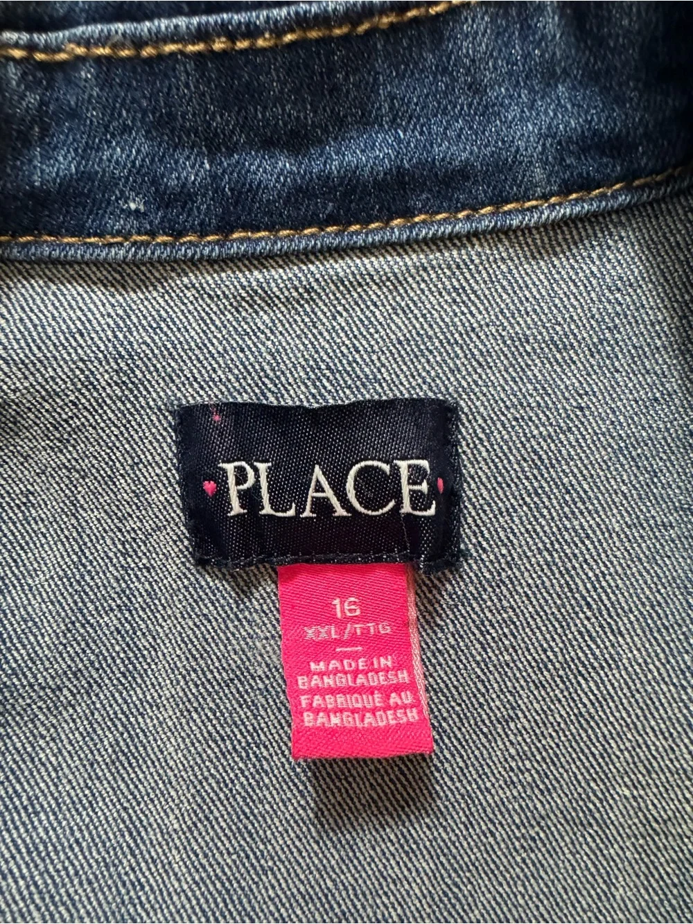 The Children’s Place Girls' Blue Denim Jacket - Classic Button-Up.